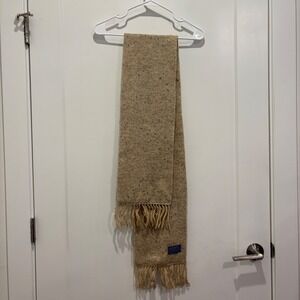 Pendleton Scarf 100% Virgin Wool Donegal Fleck Beige Fringed Made in USA